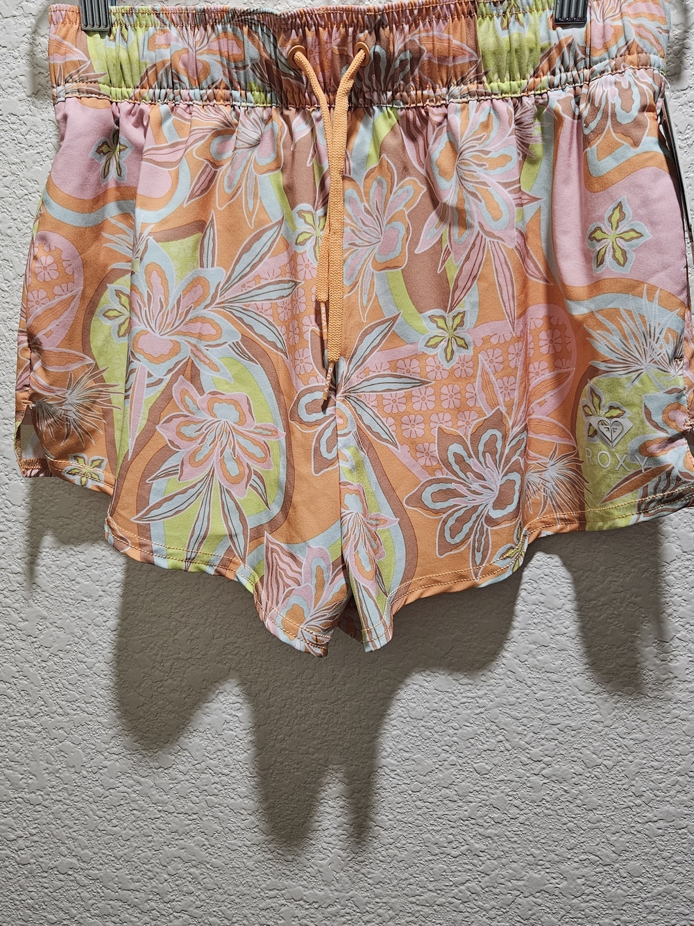 Roxy Peach Floral Drawstring Beach Board Shorts